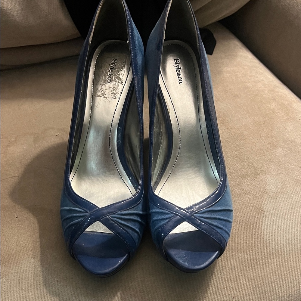 Style&Co Blue Peep Toe Heels